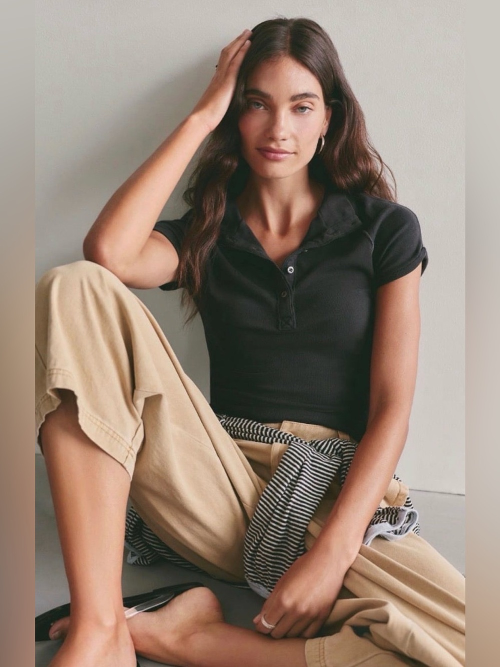 FREE PEOPLE We The Free In The Clouds Henley Tee Top